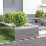 vidaXL Obrubník trávnika 4 ks 60 x 60 x 35 cm Oceľ Strieborná