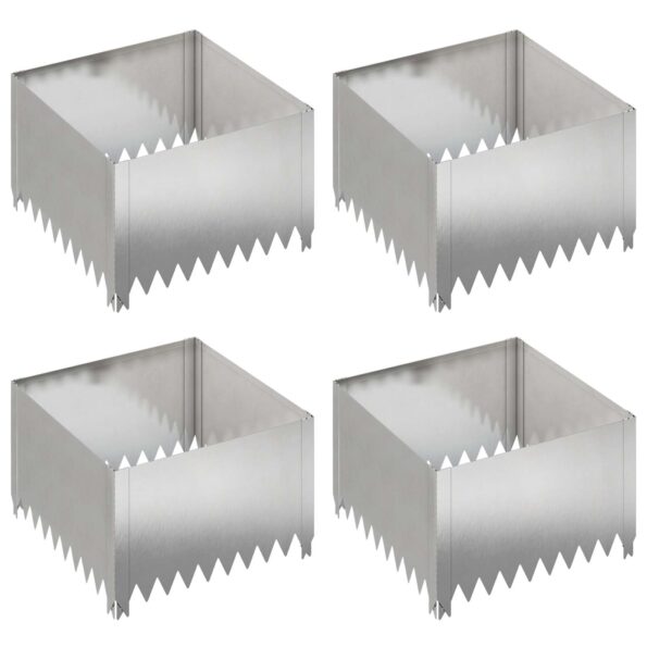 vidaXL Obrubník trávnika 4 ks 60 x 60 x 35 cm Oceľ Strieborná – Obrázok 2