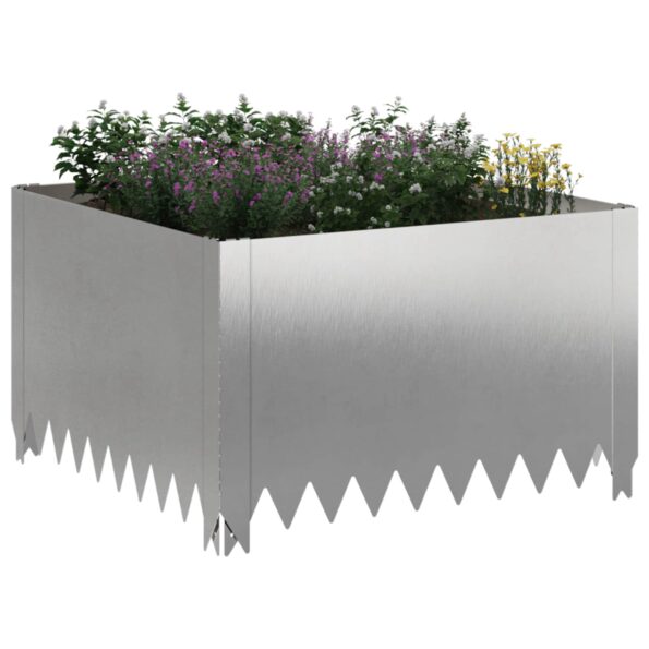 vidaXL Obrubník trávnika 4 ks 60 x 60 x 35 cm Oceľ Strieborná – Obrázok 3