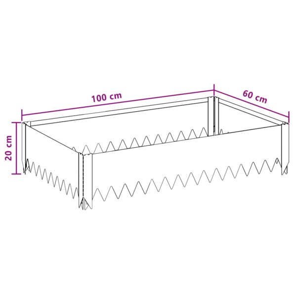 vidaXL Obrubník trávnika 100 x 60 x 20 cm Oceľ Strieborná – Obrázok 8