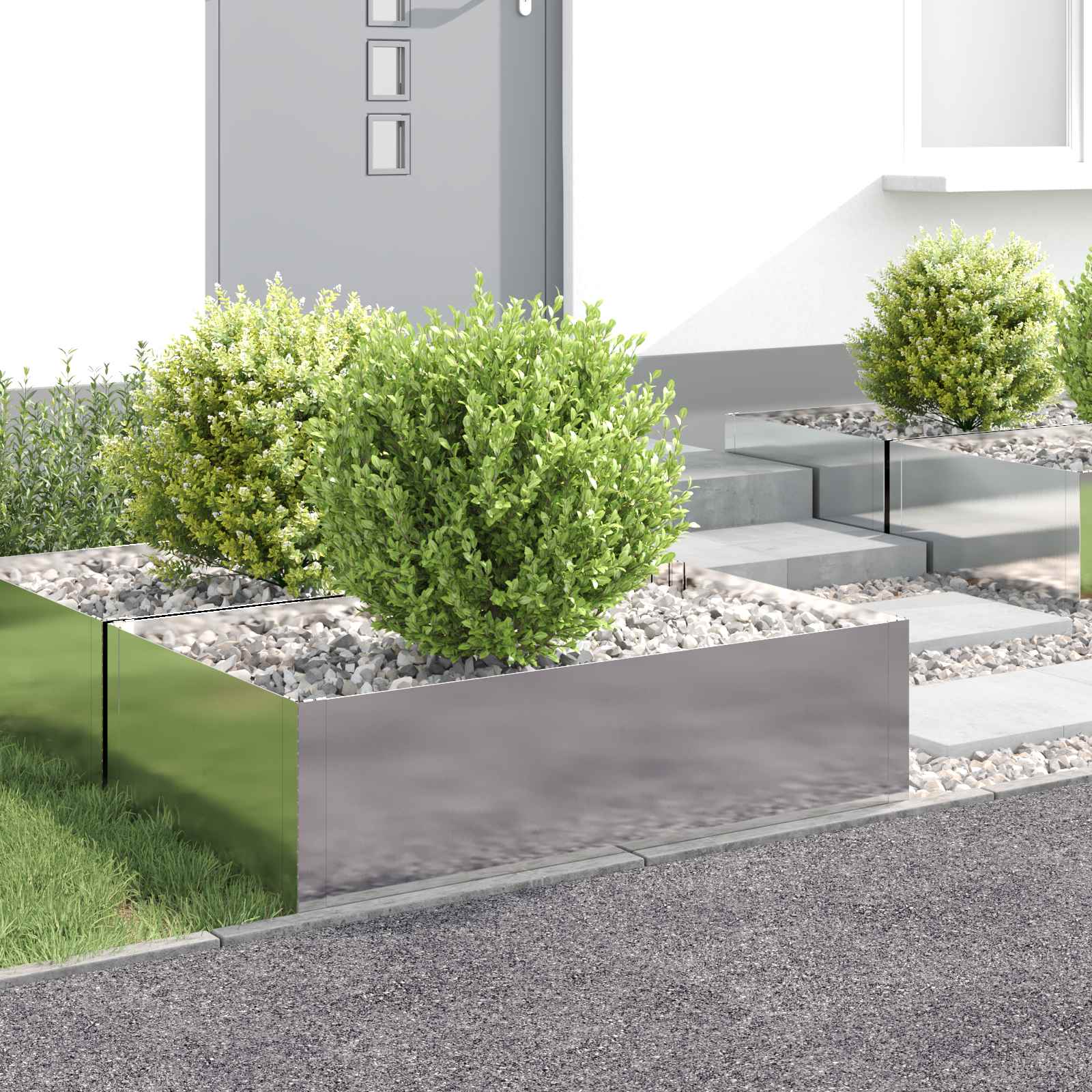 8008954_1.jpg vidaXL Obrubník trávnika 4 ks 100 x 60 x 35 cm Oceľ Strieborná – Obrázok 1