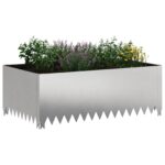 vidaXL Obrubník trávnika 4 ks 100 x 60 x 35 cm Oceľ Strieborná – Obrázok 3