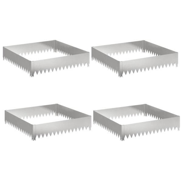 vidaXL Obrubník trávnika 4 ks 100 x 100 x 20 cm Oceľ Strieborná – Obrázok 2