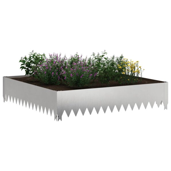 vidaXL Obrubník trávnika 4 ks 100 x 100 x 20 cm Oceľ Strieborná – Obrázok 3