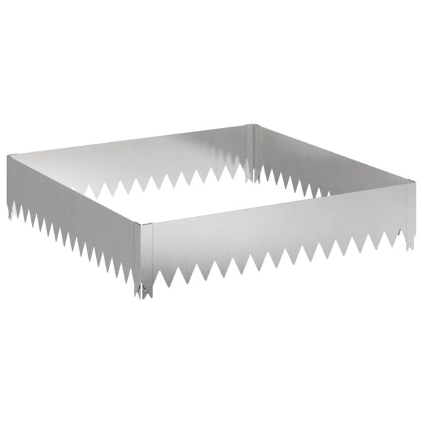 vidaXL Obrubník trávnika 4 ks 100 x 100 x 20 cm Oceľ Strieborná – Obrázok 4