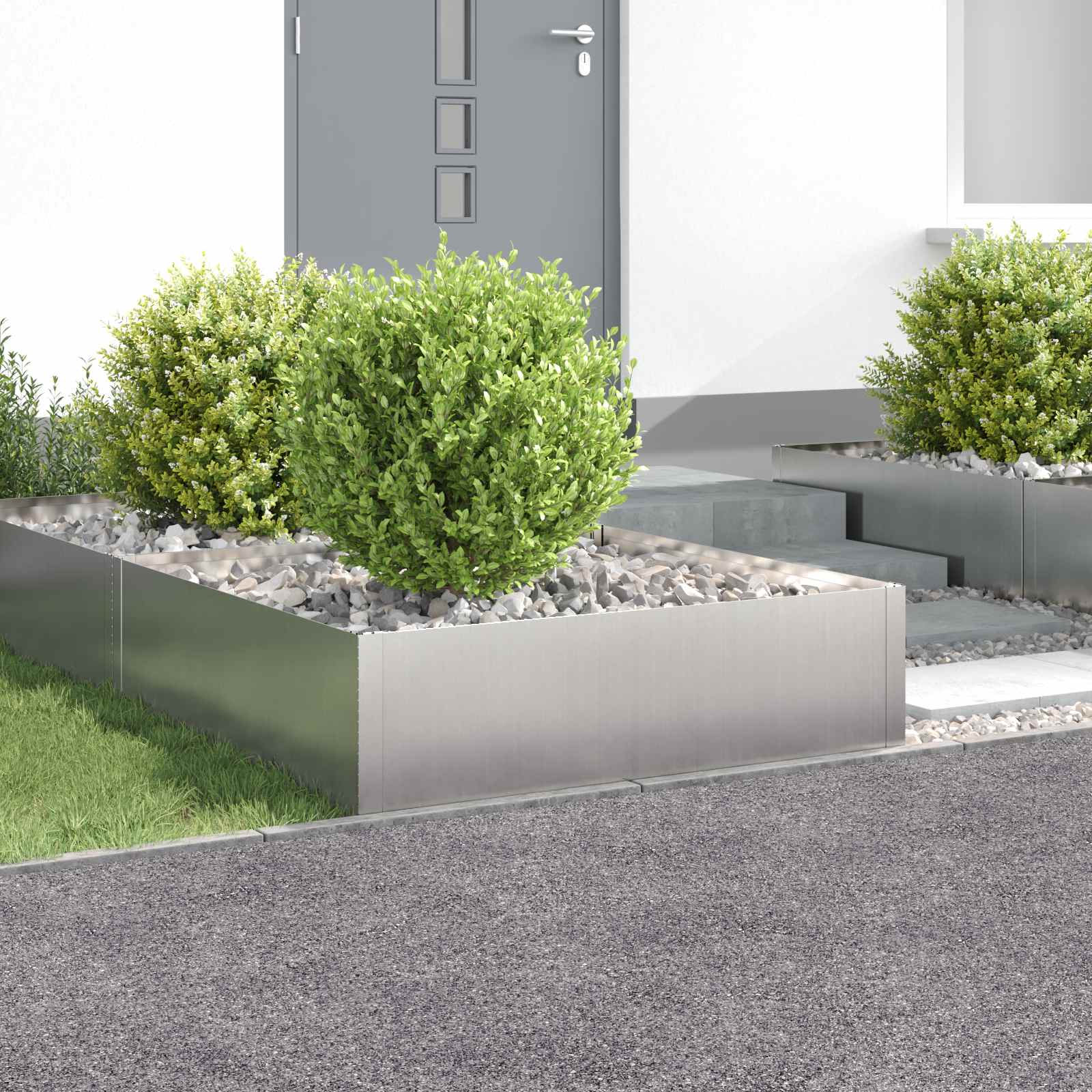 8008982_1.jpg vidaXL Obrubník trávnika 4 ks 100 x 100 x 35 cm Oceľ Strieborná – Obrázok 1