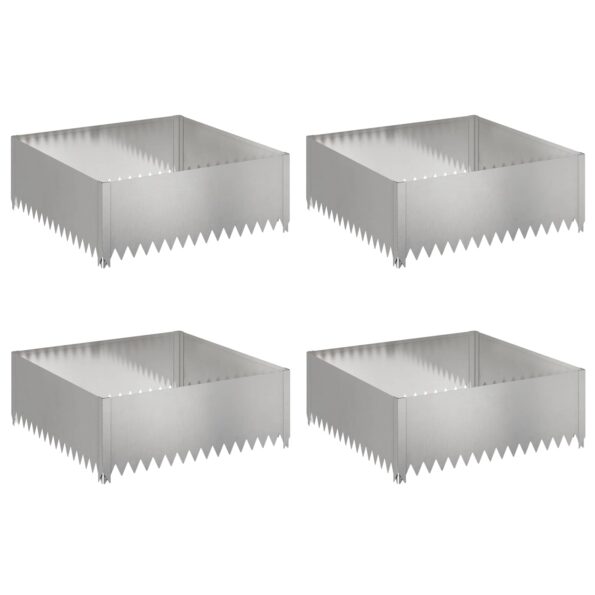 vidaXL Obrubník trávnika 4 ks 100 x 100 x 35 cm Oceľ Strieborná – Obrázok 2