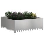 vidaXL Obrubník trávnika 4 ks 100 x 100 x 35 cm Oceľ Strieborná – Obrázok 3