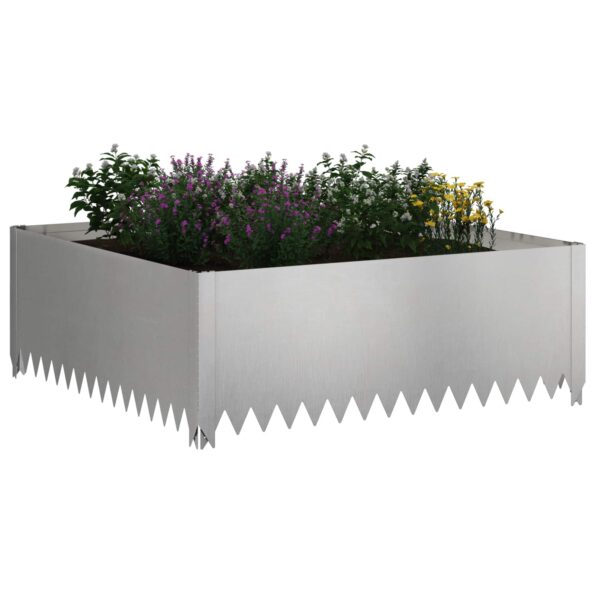 vidaXL Obrubník trávnika 4 ks 100 x 100 x 35 cm Oceľ Strieborná – Obrázok 3