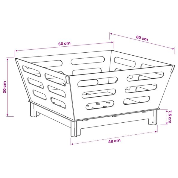 vidaXL Ohnisko Čierna 60 x 60 x 30 cm Oceľ – Obrázok 8