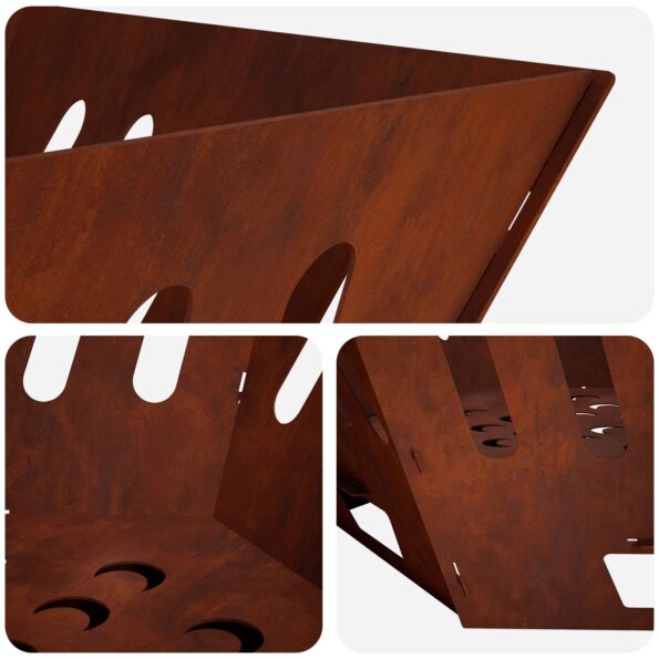 vidaXL Ohnisko Hrdzavý 60 x 60 x 23 cm Poveternostne odolná oceľ – Obrázok 5