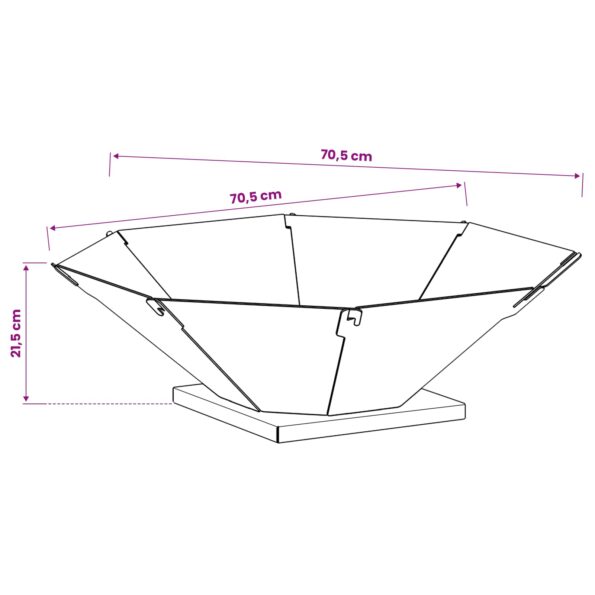 vidaXL Ohnisko Čierna 70,5 x 70,5 x 21,5 cm Oceľ – Obrázok 6