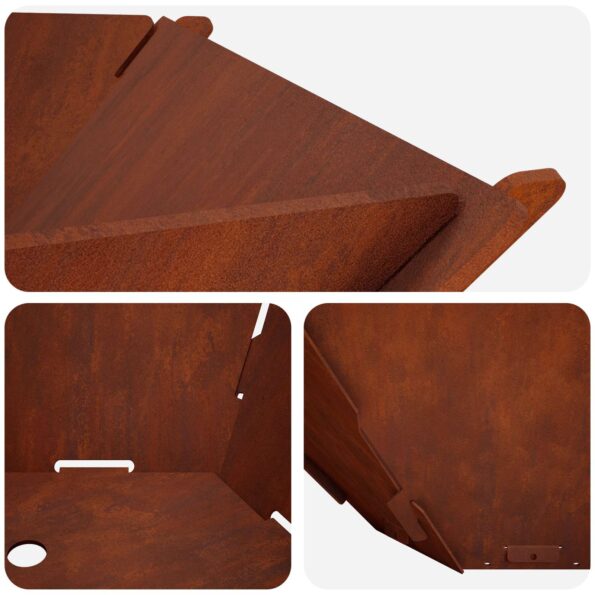 vidaXL Ohnisko Hrdzavý 58,5 x 51,5 x 19,5 cm Poveternostne odolná oceľ – Obrázok 5