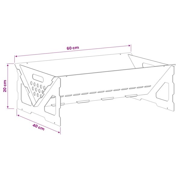 vidaXL Ohnisko Čierna 60 x 40 x 20 cm Oceľ – Obrázok 6