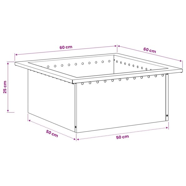 vidaXL Krúžok na ohnisko Čierna 60 x 60 x 25 cm Oceľ – Obrázok 6