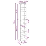 vidaXL CD Skrinka Dymový dub 33 x 23,5 x 175 cm Kompozitné drevo – Obrázok 9