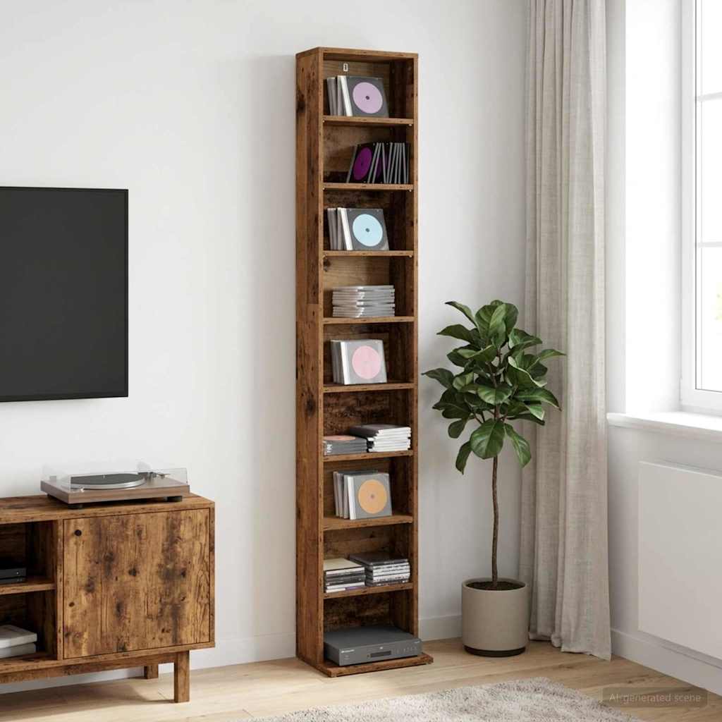 8012654_1.jpg vidaXL CD Skrinka Staré drevo 33 x 23,5 x 175 cm Kompozitné drevo – Obrázok 1