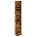 vidaXL CD Skrinka Staré drevo 33 x 23,5 x 175 cm Kompozitné drevo – Obrázok 2
