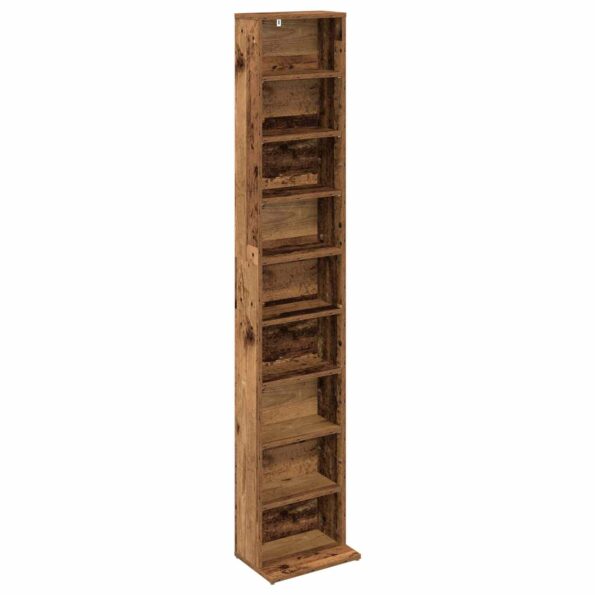 vidaXL CD Skrinka Staré drevo 33 x 23,5 x 175 cm Kompozitné drevo – Obrázok 2