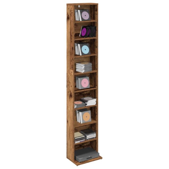vidaXL CD Skrinka Staré drevo 33 x 23,5 x 175 cm Kompozitné drevo – Obrázok 3