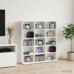 vidaXL CD Skrinka Biela 96 x 23,5 x 97,5 cm Kompozitné drevo