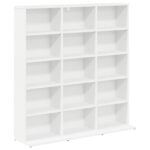 vidaXL CD Skrinka Biela 96 x 23,5 x 97,5 cm Kompozitné drevo – Obrázok 2