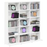 vidaXL CD Skrinka Biela 96 x 23,5 x 97,5 cm Kompozitné drevo – Obrázok 3