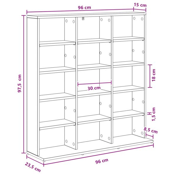 vidaXL CD Skrinka Biela 96 x 23,5 x 97,5 cm Kompozitné drevo – Obrázok 9