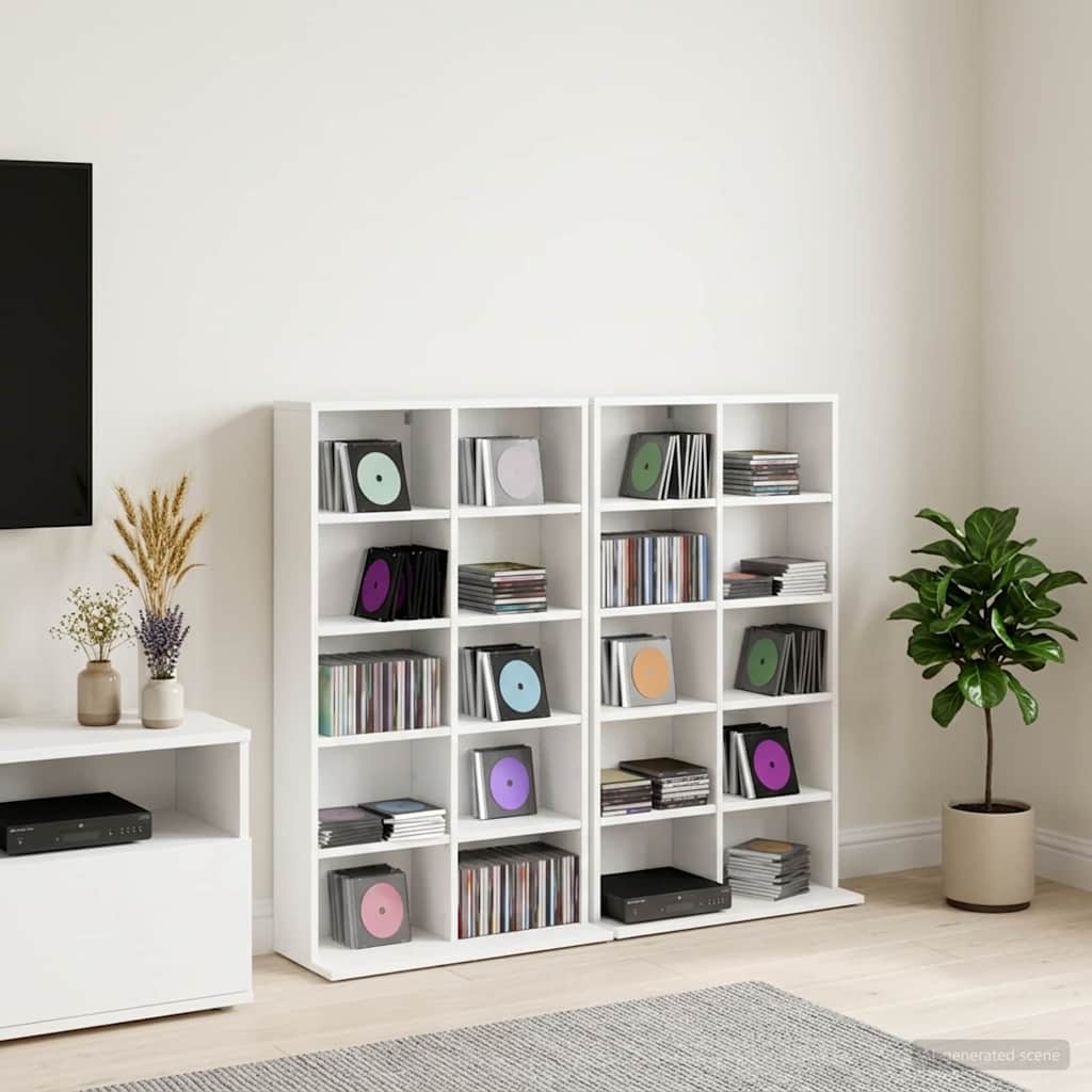 8012675_1.jpg vidaXL CD Skrinka 2 ks Biela 65 x 23,5 x 97,5 cm Kompozitné drevo – Obrázok 1
