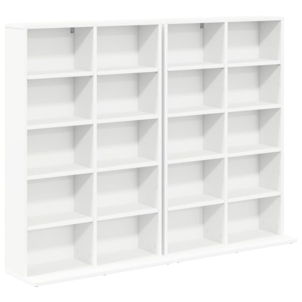 vidaXL CD Skrinka 2 ks Biela 65 x 23,5 x 97,5 cm Kompozitné drevo – Obrázok 2