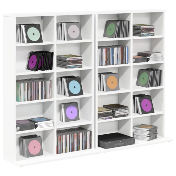 vidaXL CD Skrinka 2 ks Biela 65 x 23,5 x 97,5 cm Kompozitné drevo – Obrázok 3