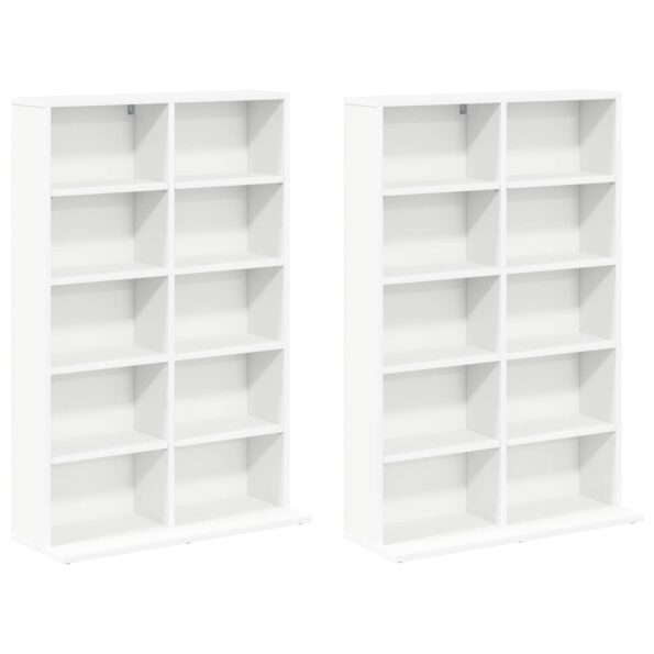 vidaXL CD Skrinka 2 ks Biela 65 x 23,5 x 97,5 cm Kompozitné drevo – Obrázok 5