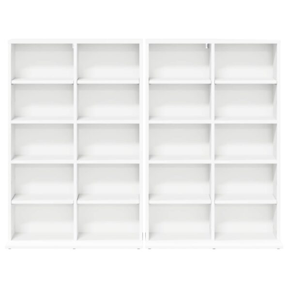 vidaXL CD Skrinka 2 ks Biela 65 x 23,5 x 97,5 cm Kompozitné drevo – Obrázok 6