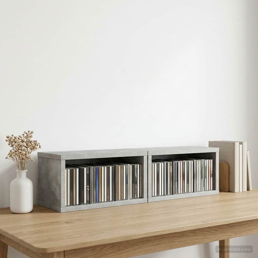 8012716_1.jpg vidaXL Roh na skladovanie CD 2 ks Betónovo sivá 40 x 17 x 17 cm – Obrázok 1