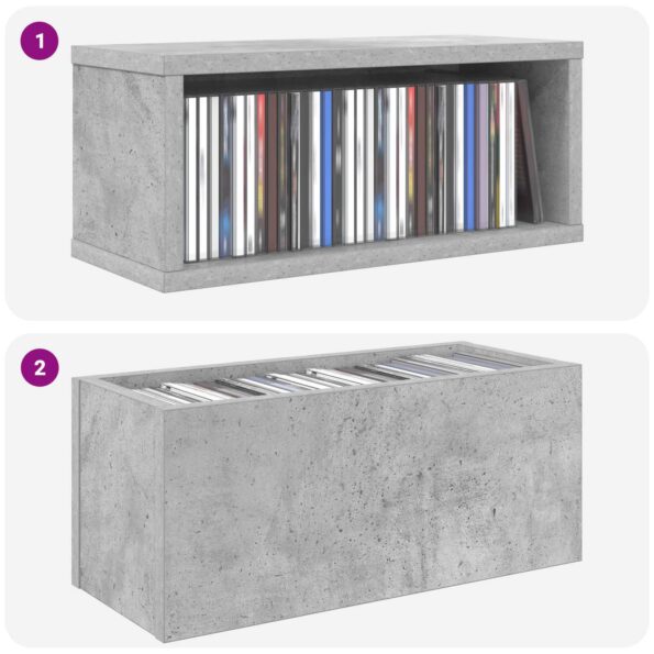 vidaXL Roh na skladovanie CD 2 ks Betónovo sivá 40 x 17 x 17 cm – Obrázok 9