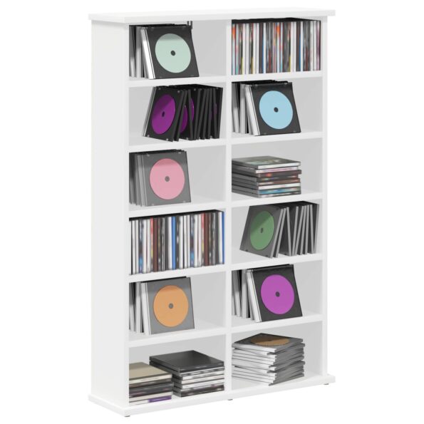 vidaXL CD Skrinka Biela 60 x 17 x 92 cm Kompozitné drevo – Obrázok 3
