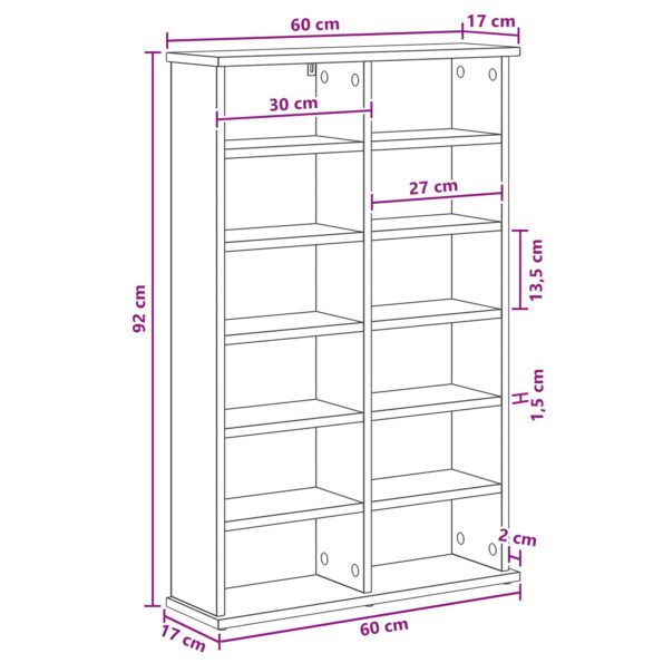 vidaXL CD Skrinka Dymový dub 60 x 17 x 92 cm Kompozitné drevo – Obrázok 9