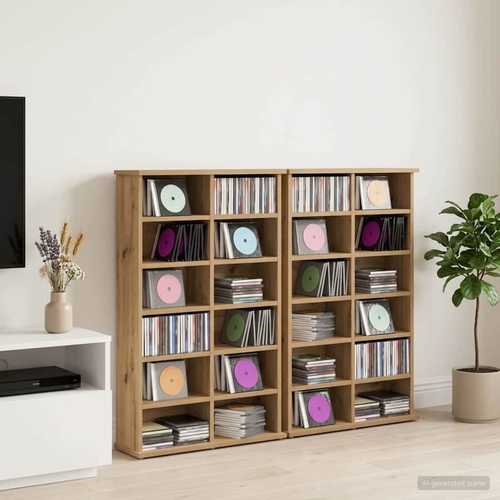 8012745_1.jpg vidaXL CD Skrinka 2 ks Dub artisan 60 x 17 x 92 cm Kompozitné drevo – Obrázok 1