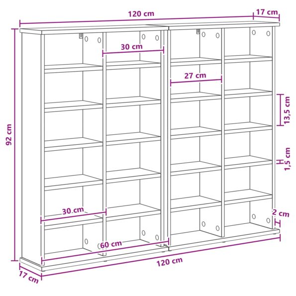 vidaXL CD Skrinka 2 ks Dub artisan 60 x 17 x 92 cm Kompozitné drevo – Obrázok 11