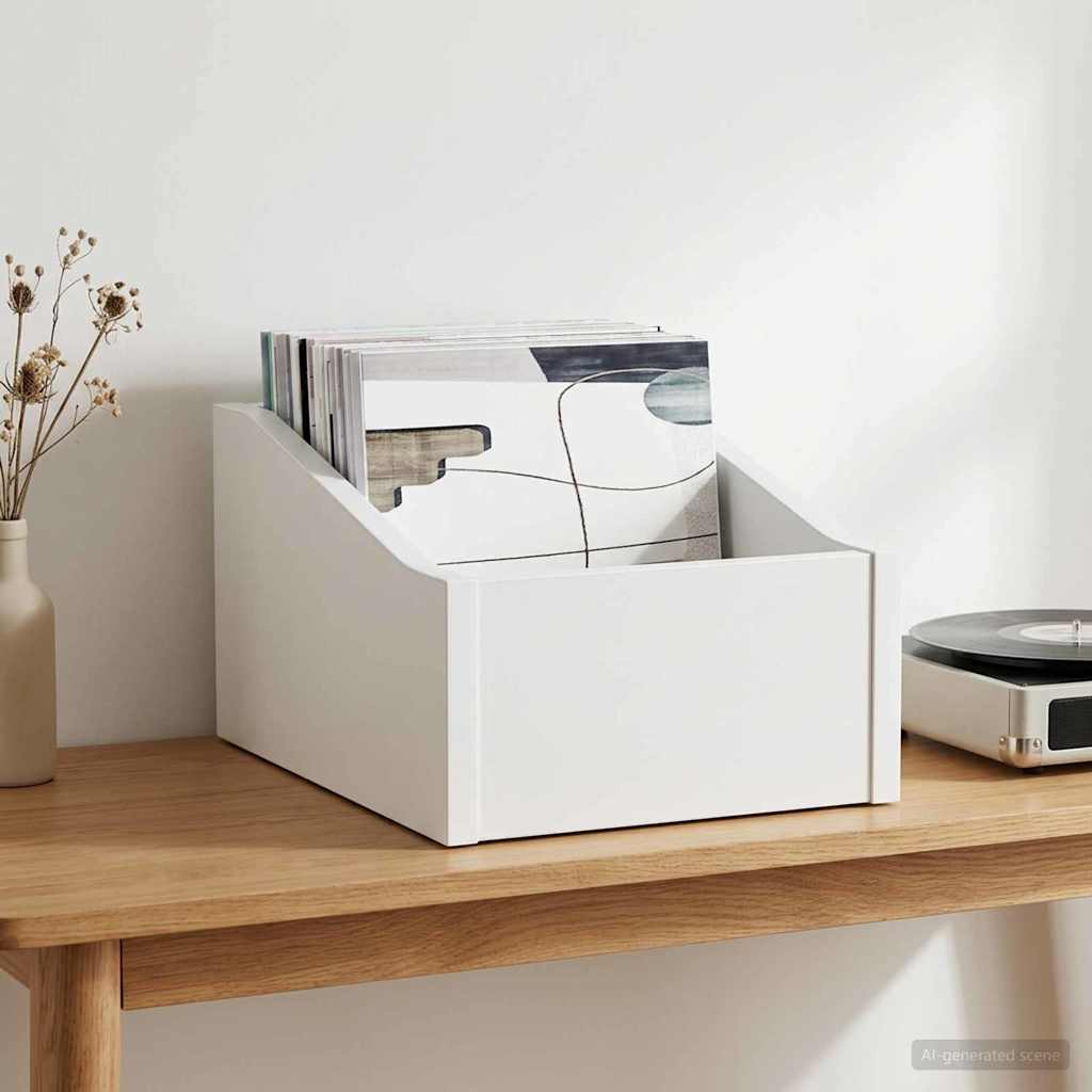 8012778_1.jpg vidaXL Box na LP platne Biela 23 x 33 x 16 cm Kompozitné drevo – Obrázok 1