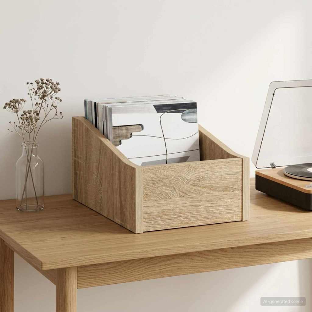 8012782_1.jpg vidaXL Box na LP platne Dub sonoma 23 x 33 x 16 cm Kompozitné drevo – Obrázok 1