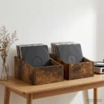 vidaXL Box na LP platne 2 ks Dymový dub 23 x 33 x 16 cm