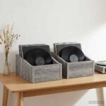 vidaXL Box na LP platne 2 ks Sivý Sonoma 23 x 33 x 16 cm