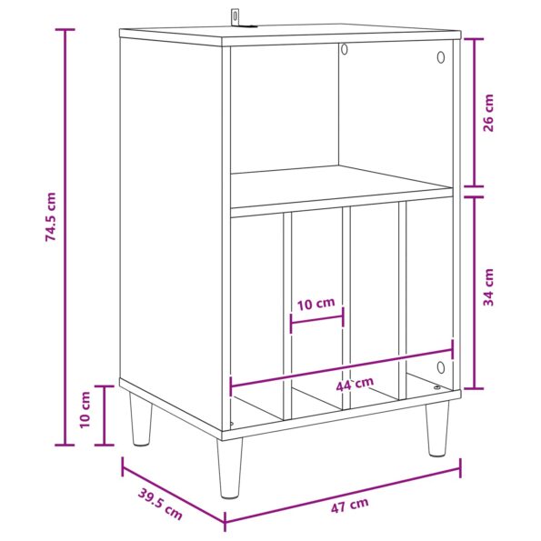 vidaXL Stojan na gramofón Dymový dub 47 x 39,5 x 74,5 cm – Obrázok 10