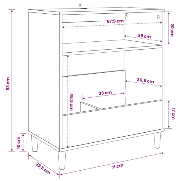 vidaXL Stojan na gramofón Dymový dub 71 x 39,5 x 83 cm – Obrázok 10