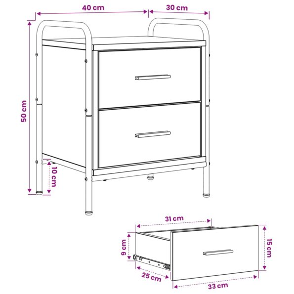 vidaXL Nočný stolík 2 ks Dub sonoma 40 x 30 x 50 cm Kompozitné drevo – Obrázok 10