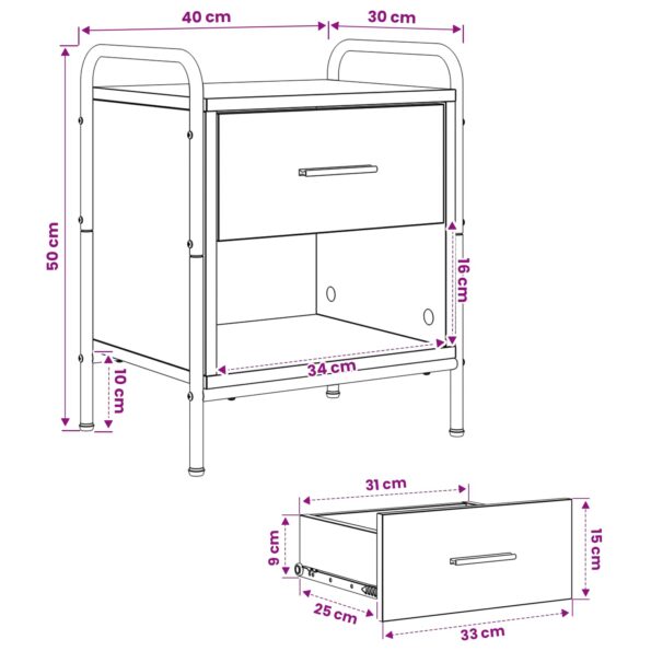 vidaXL Nočný stolík Dub sonoma 40 x 30 x 50 cm Kompozitné drevo – Obrázok 9