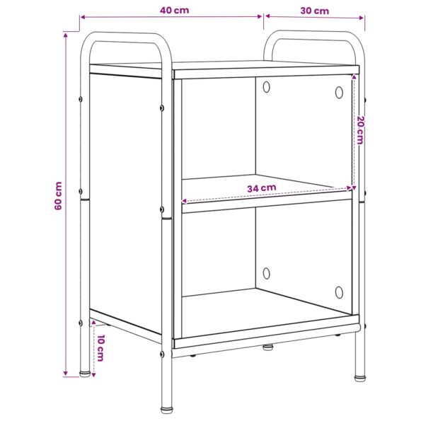vidaXL Nočný stolík Dymový dub 40 x 30 x 60 cm Kompozitné drevo – Obrázok 7