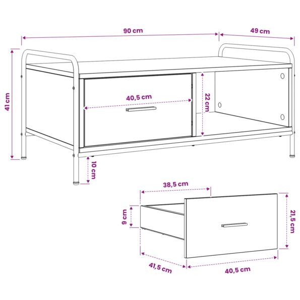 vidaXL Konferenčný stolík Dub sonoma 90 x 49 x 41 cm Kompozitné drevo – Obrázok 9