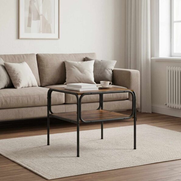 vidaXL Bočný stôl Dymový dub 100 x 50 x 46 cm Kompozitné drevo – Obrázok 6